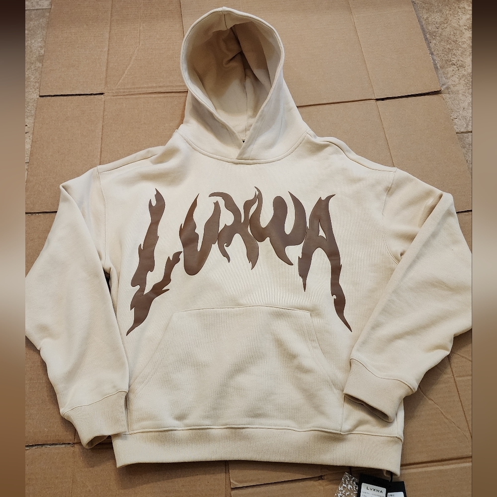 LVXWA  Cream And Brown Logo Hoodie